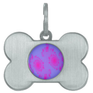 Médaillons Pour Animaux Domestiques Éternuer rose Fractal Animal Tag