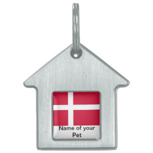 Médaillons Pour Animaux Domestiques Étiquette avec drapeau du Danemark
