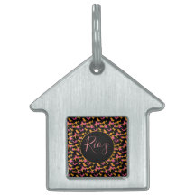 Étiquette d'identification d'animal rose motif noi