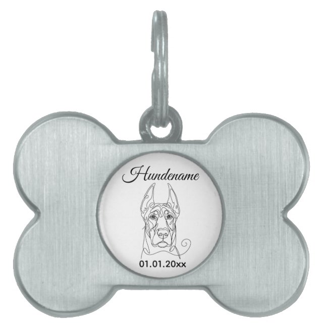 Médaillons Pour Animaux Domestiques Étiquette personnalisée Dobermann Pinscher Line Ar (Devant)