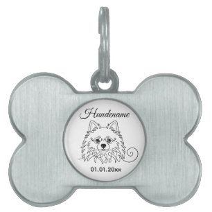 Médaillons Pour Animaux Domestiques Étiquette personnalisée pour Pomeranian en art lin
