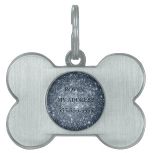 Médaillons Pour Animaux Domestiques Étoiles Bleu Acier Sombre