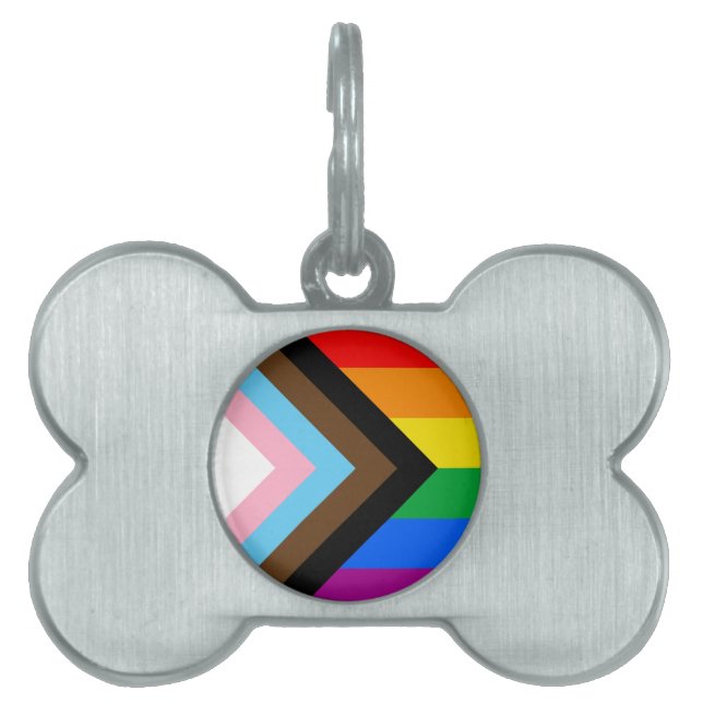 Médaillons Pour Animaux Domestiques Fierté de progrès LGBTQ+ (Devant)