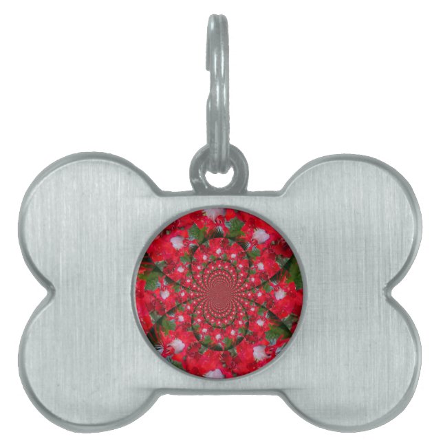 Médaillons Pour Animaux Domestiques Fleur Rouge Naturelle Blanc Plumes Kaleidoscope Ar (Devant)
