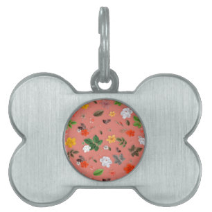 Médaillons Pour Animaux Domestiques Fleurs jaunes et roses blanches 19