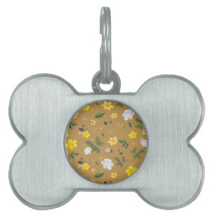 Médaillons Pour Animaux Domestiques Fleurs jaunes et roses blanches 4
