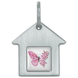 Médaillons Pour Animaux Domestiques Flower Butterfly