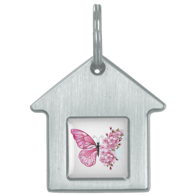 Médaillons Pour Animaux Domestiques Flower Butterfly (Devant)