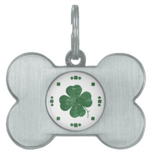 Médaillons Pour Animaux Domestiques Four Leaf Clovers - style vintage