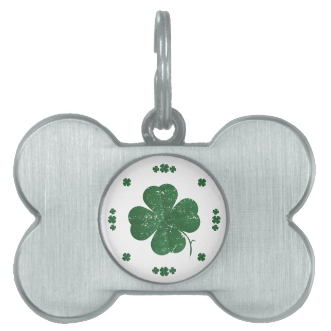Médaillons Pour Animaux Domestiques Four Leaf Clovers - style vintage (Devant)