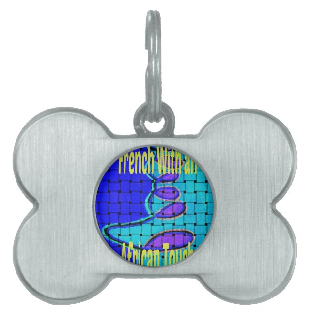 Médaillons Pour Animaux Domestiques Français Bleu Africain Tissé Abstrait violet forme (Devant)