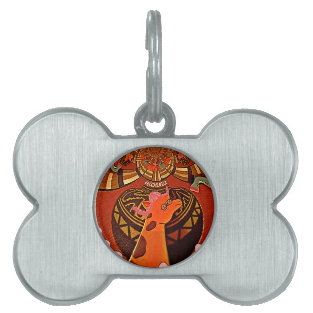 Médaillons Pour Animaux Domestiques Funny Elegant Giraffe Accessoré Style Africain (Devant)