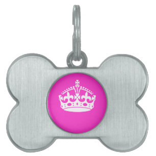 Médaillons Pour Animaux Domestiques GARDEZ CALM CROWN sur Hot Pink Personnaliser This!