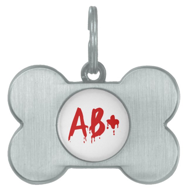 Médaillons Pour Animaux Domestiques Groupe sanguin AB+ Positif #Hôpital d'horreur (Devant)