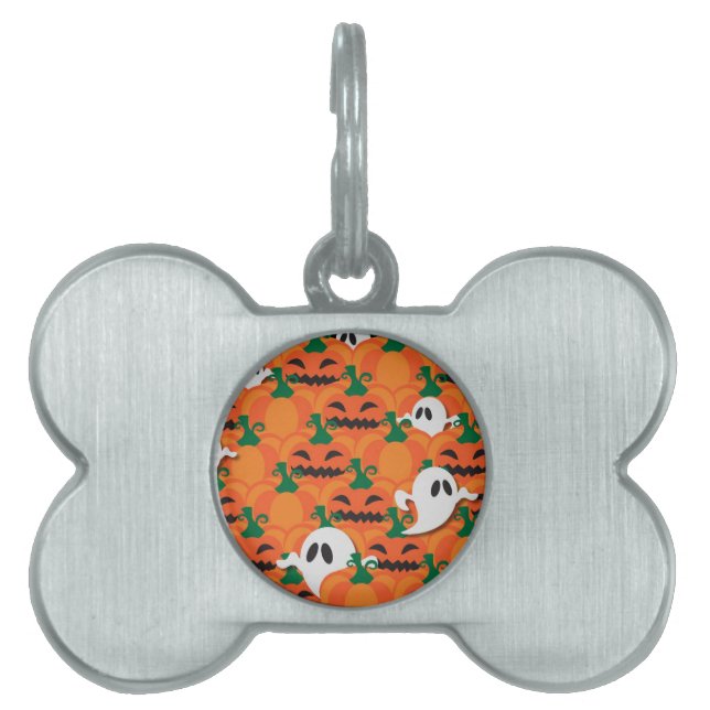 Médaillons Pour Animaux Domestiques Haunted Halloween Citrouille Patch Ghosts (Devant)