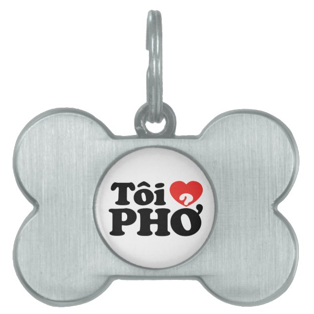 Médaillons Pour Animaux Domestiques I Heart (Love) Pho (Tôi PHỞ) (Devant)