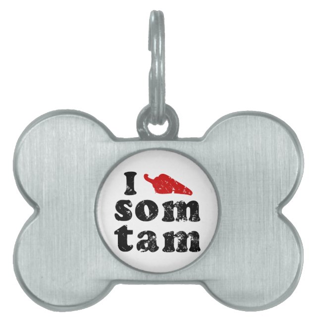 Médaillons Pour Animaux Domestiques I Love Som Tam Thaïlandais Isaan Food (Devant)