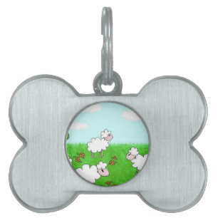 Médaillons Pour Animaux Domestiques Illustration de moutons mignons pour enfants