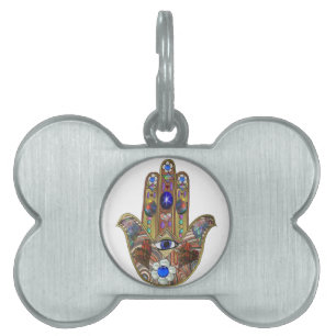 Médaillons Pour Animaux Domestiques Impression d'art opale cœurs Hamsa Judaica