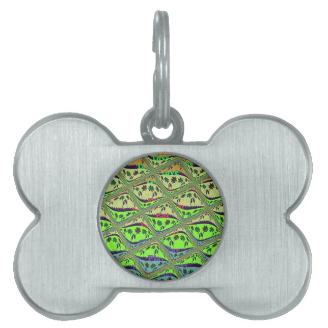 Médaillons Pour Animaux Domestiques Jardin Éclectique Enchantant À damiers Beauté Flor (Devant)