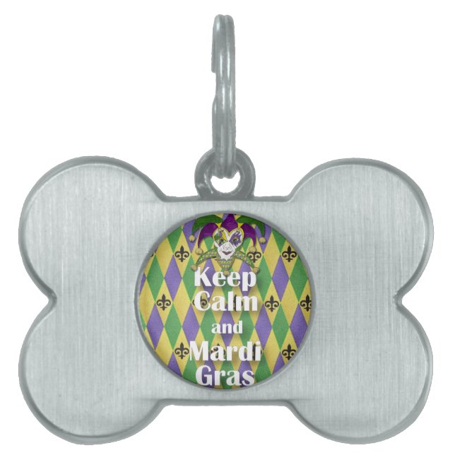Médaillons Pour Animaux Domestiques Jester Mask Keep Calm and Mardi Gras (Devant)