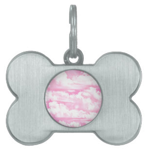 Médaillons Pour Animaux Domestiques Joyeux Fuchsia nuages roses