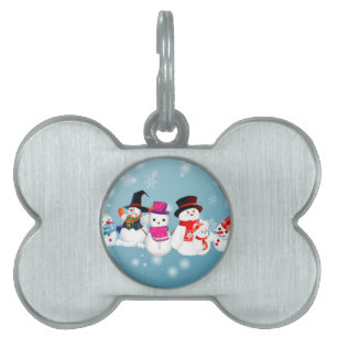 Médaillons Pour Animaux Domestiques Joyeux Snowmen