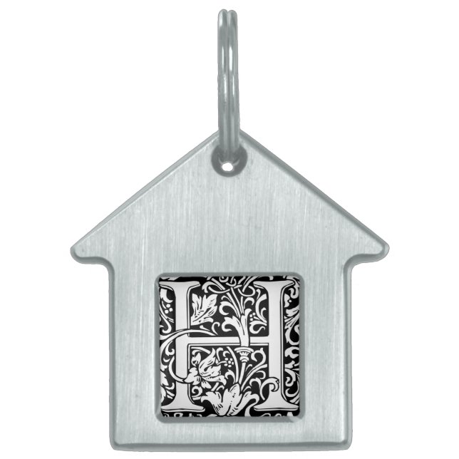 Médaillons Pour Animaux Domestiques Lettre H Monogramme médiéval Art Nouveau (Devant)