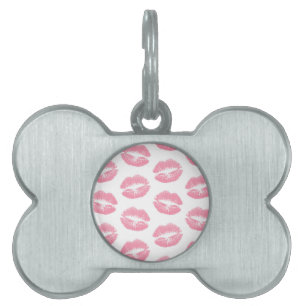 Médaillons Pour Animaux Domestiques Lèvres Roses, Motif De Lèvres, Rouge Rose, Baiser