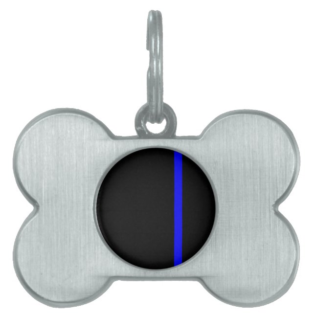 Médaillons Pour Animaux Domestiques Ligne Bleue Mince Symbolique verticale (Devant)