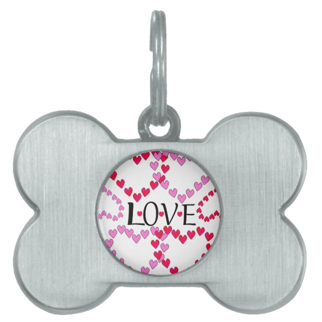 Médaillons Pour Animaux Domestiques LOVE ROUGE ROSE DE Tiny Hearts (Devant)