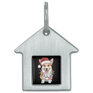 Médaillons Pour Animaux Domestiques Lumières de sapin de Noël Santa Pembroke Welsh Cor