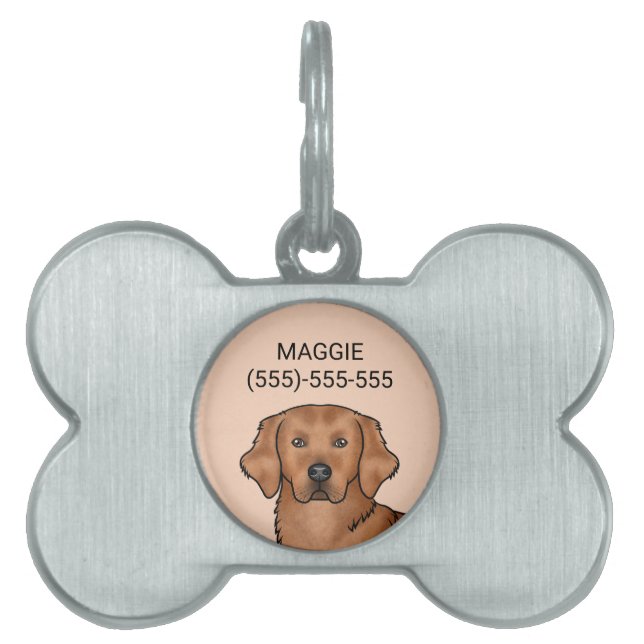 Médaillons Pour Animaux Domestiques Mahogany Rouge Golden Retriever Dessin Portrait de (Devant)