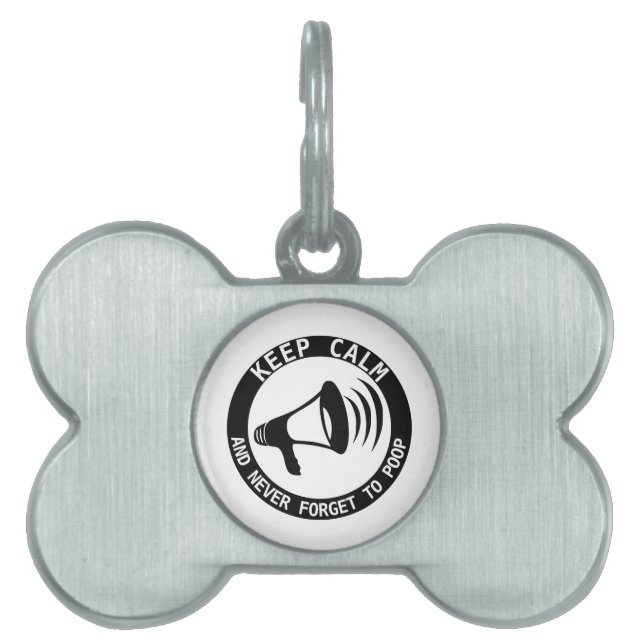 Médaillons Pour Animaux Domestiques Mégaphone : Restez Calme Et N'Oubliez Jamais (Devant)