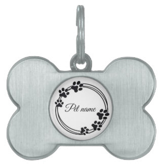Médaillons Pour Animaux Domestiques Minimalist Paw Print Frame Personalized Pet Name I
