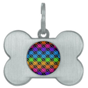 Médaillons Pour Animaux Domestiques Miroir à damiers arc-en-ciel multicolore
