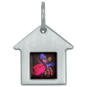 Médaillons Pour Animaux Domestiques Moderne coloré Floral Abstrait Art Motif #06