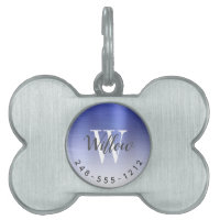 Monogramme en métal brossé bleu ombré os de chien