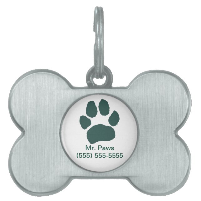 Médaillons Pour Animaux Domestiques Monsieur Paws Empreinte Patte Étiquette d'identifi (Devant)