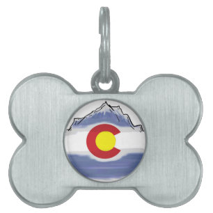 Médaillons Pour Animaux Domestiques Montagne artistique de drapeau du Colorado