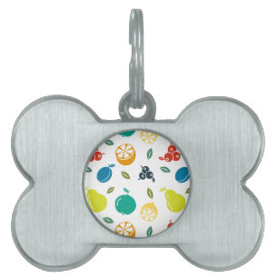 Médaillons Pour Animaux Domestiques Motif de fruits, prune, orange, citron, poire, pom