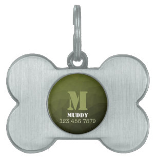 Médaillons Pour Animaux Domestiques Motif de maillage géométrique vert de l'armée pers