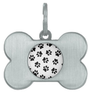 Médaillons Pour Animaux Domestiques Motif de pattes, pattes de chien, pattes noires