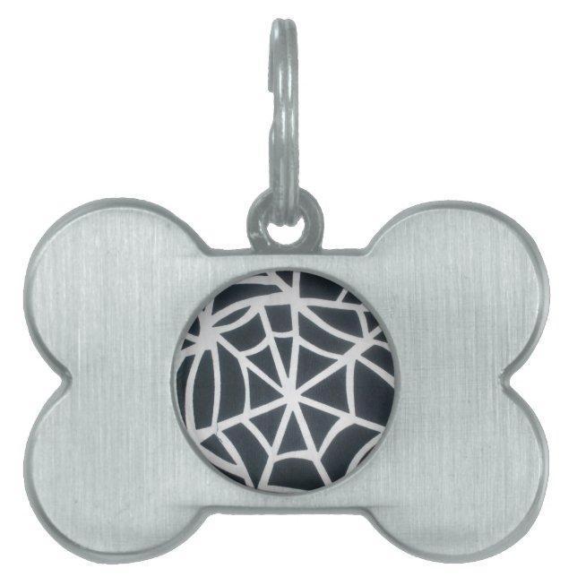 Médaillons Pour Animaux Domestiques Motif géométrique Gras noir et blanc Spider Web (Devant)