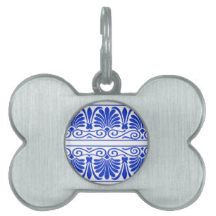 Médaillons Pour Animaux Domestiques Motif grec méditerranéen bleu