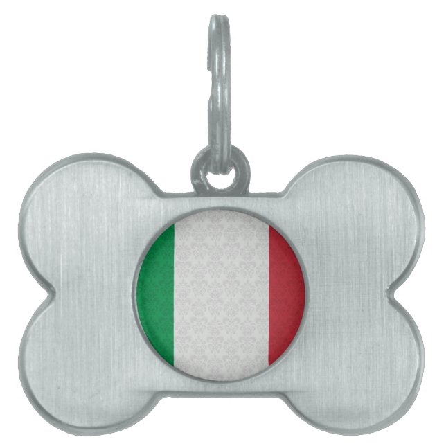 Médaillons Pour Animaux Domestiques Motif italien de damassé de drapeau (Devant)