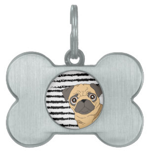 Médaillons Pour Animaux Domestiques Motif noir et blanc Pug