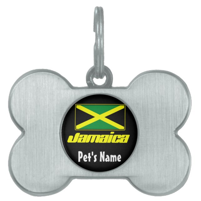 Médaillons Pour Animaux Domestiques Noir avec le drapeau de la Jamaïque (Devant)