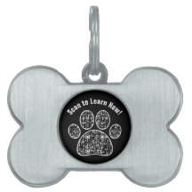 Noir et blanc moderne QR Code ID Animal Bone