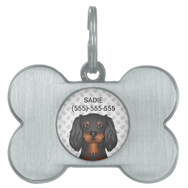 Médaillons Pour Animaux Domestiques Noir & Tan Cavalier King Charles Spaniel & Texte (Devant)